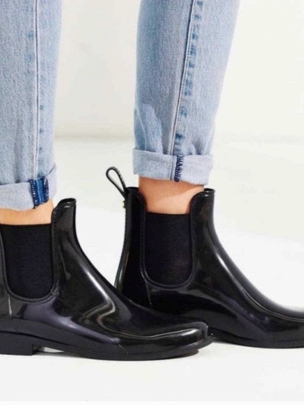 Sam Edelman Black Patent Chelsea Tinsley Rain Boots